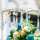 20pcs Large Colorful Crystal Prisms for Chandeliers Suncatchers, 63mm Crystal Icicle U-Drop Prisms Lamp Parts with Metal Bow Clips by GreenHaven Gardens