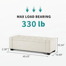 48" Ottoman with Storage, Storage Ottoman Bench with Safety Hinge, Upholstered Entryway Bench with Seating for Bedroom, Living Room, Holds up to 330 lb, Beige by CozyNest Decor