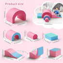 Lischwert Foam Climbing Blocks, Soft Climbing Toys for Toddlers, 5 Pieces Crawl and Climb Foam Playset with Foldable Block and Tunnel, Indoor Climber Activity Play Set for Kids Age 1+(Pink Blue) by TinyTreasures Baby Boutique