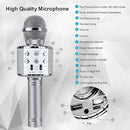 BlueFire 4 in 1 Karaoke Wireless Microphone with LED Lights, Portable Microphone for Kids, Great Gifts Toys for Kids, Girls, Boys and Adults (Silver) by TinyTreasures Baby Boutique