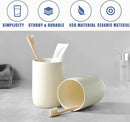 Beige Toothbrush Holders for Bathrooms - 2 Cups Ceramic Toothbrush Toothpaste Holders Set, Beige Bathroom Tumbler Cups Reusable Toothbrush Mouthwash Cup, Bathroom Counter Organizer by CozyNest Decor