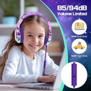 QearFun Kids Headphones Wired with Mic, 85/94dB Safe Volume Limit, Foldable Over Ear, Tangle-Free Cord & Sharing Port, Wired On-Ear Headset for School, Chromebook, Tablet, Travel - Boys & Girls by TinyTreasures Baby Boutique