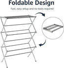Amazon Basics Foldable Portable Laundry Drying Rack for Indoor Air Drying Clothing, 14.5 x 29.5 x 41.8 inches (LxWxH), Chrome Silver by CozyNest Decor