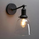 PERMO Industrial Vintage Sconces Slope Pole Single Sconce with 6.7" Oval Dome Clear Glass Shade Matte Black Wall Sconce Wall Mount Light Fixture for Bathroom Bedroom Entryway Home Office Kitchen by CozyNest Decor