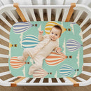 Hot Air Balloon Clouds Crib Sheets for Boys and Girls, Fitted Baby Crib Sheets Soft and Breathable Mini Crib Sheets 52 X 28 X 9 Inches by TinyTreasures Baby Boutique
