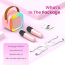 Karaoke Machine for Kids Adults, Portable Bluetooth Mini Karaoke Microphone Singing Speaker with 2 Mic and Light,Toys for All Smartphones,Birthday, Family,Home Party (Pink) by TinyTreasures Baby Boutique