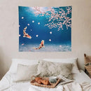 Japanese Koi Fish Tapestry, Cherry Blossoms Asian Oriental Blue Floral Branch Koi Fish Carp Tapestries Wall Hanging for Bedroom Living Room Office Decor 60"x50" by CozyNest Decor