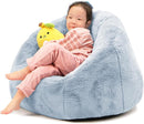 N&V Small Bean Bag Chair for Kids, Children Mini Bean Bag Sack, Foam Filling, Includes Removable and Machine Washable Cover, 27in, Soft Faux Fur (Grey) by TinyTreasures Baby Boutique