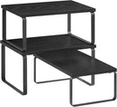 SONGMICS Cabinet Organizer Shelf, Set of 3 Kitchen Counter Shelves, Kitchen Storage, Spice Rack, Stackable, Expandable, Anthracite Gray and Matte Black UKCS220B01 by CozyNest Decor