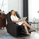 Power Recliner Chair with Heat and Massage, PU Leather Home Theater Seating with LED Lights/Cup Holders/Side Pocket/USB Port, Reclining Sofa Chair for Living Room (1, Brown) by CozyNest Decor