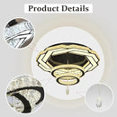 Flashing God Dia 32" Modern Crystal Chandelier Crystal Black Ceiling Light Fixtures LED Flush Mount Ceiling Light for Living Room Bedrooms Dining Room Dimmable 2700k- 6000k by CozyNest Decor