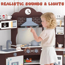 ANPABO Play Kitchen for Kids, Wooden Kitchen Playset w/Real Lights & Sounds, Coffee & Ice Maker, Microwave, Stove, 30Pcs Accessories Include Play Food, Pretend Play Set for Boys & Girls, Espresso by TinyTreasures Baby Boutique