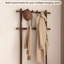 Hall Tree, Coat Rack with Shoe Storage, Wooden Hall Tree with Bench, 11 Hooks and 2-Tier Storage Shelves, Entryway Bench with Coat Rack (23.6" - Deep Walnut) by CozyNest Decor