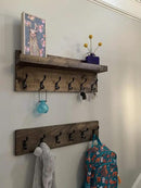 Coat Rack with Shelf Wall Mounted with Storage (Choose Your Length) Towel Rack Entryway Organizer Key Hooks (20" L (5 Hooks) Set of 2) by CozyNest Decor