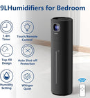 Large Humidifiers for Bedroom, 9L/2.5Gal Ultrasonic Cool Mist, Easy Clean with 350ML/H Large Mist Speed, Quiet Tower, Suitable for Kids Room Plant Yoga (Black) by TinyTreasures Baby Boutique