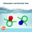 RaZbaby RaZberry Silicone Teether Pacifier – Teething Relief for Infants, Food-Grade, BPA-Free, Hands-Free, Natural Berrybumps Fruit Texture for Sensory Development, Freezable, 2-Pack - Red & Blue by TinyTreasures Baby Boutique