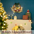 Christmas Door Wreath Lighted Xmas Wreaths - Walasis Winter Wreaths for Front Door Decor Outside Flocked Christmas Wreath Hanging with Lights for Wall by CozyNest Decor