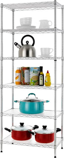 Finnhomy 6-Tier Wire Shelving Unit Adjustable Steel Wire Rack Shelving 6 Shelves Steel Storage Rack or Two 3 Tier Shelving Units with PE mat and Stable Leveling Feet, NSF Certified, Chrome by GreenHaven Gardens