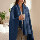 PHF 100% Cotton Waffle Weave Throw Blanket, Soft Lightweight Breathable Cozy Summer Throws for Couch Bed Sofa, Luxury Aesthetic Woven Blanket for Home Decor & Office, 50"x60", Bright Navy by CozyNest Decor