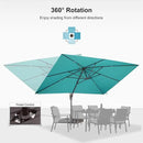 PURPLE LEAF 10' X 13' Patio Cantilever Umbrella Rectangle Umbrella Outdoor with Aluminum Offset Hanging and 360° Rotation for Pool Garden Deck Patio, Turquoise by GreenHaven Gardens