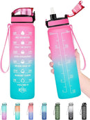 Enerbone Water Bottle, Leakproof BPA & Toxic Free, Motivational Water Bottle with Times to Drink and Straw, Fitness Sports Water Bottle with Strap for Office, Gym, Outdoor Sports by CozyNest Decor