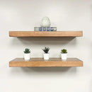 URBANDI, Rustic Floating Shelves, Set of 2, Hidden Bracket, Solid Wood, Heavy Duty, Wall Mounted Shelves, (Brown, 48Wx10D) by CozyNest Decor