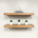 URBANDI, Rustic Floating Shelves, Set of 2, Hidden Bracket, Solid Wood, Heavy Duty, Wall Mounted Shelves, (Brown, 24Wx8D) by CozyNest Decor