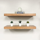 URBANDI, Rustic Floating Shelves, Set of 2, Hidden Bracket, Solid Wood, Heavy Duty, Wall Mounted Shelves, (Brown, 36Wx12D) by CozyNest Decor