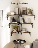 AMADA HOMEFURNISHING Wall Shelves Set of 6, Rustic Farmhouse Floating Shelves for Bedroom, Bathroom & Living Room, Brown Wood by TinyTreasures Baby Boutique
