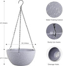 10 inch Hanging Planters for Indoor Outdoor Plants, 2 Pack Hanging Flower Pots with Drainage Holes and Chain for Garden Porch, Plastic Hanging Baskets for House Plants, Speckled Grey by CozyNest Decor