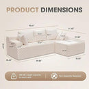 Hobestluk 96“ Modular Sectional Sofa Couches L-Shape Couch 3 Seat Modular Sofa Memory Foam Sectional Couches for Living Room, Cloud Couch with Oversized Chaise (White, Checked (Right Facing Chaise)) by CozyNest Decor