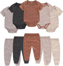 Baby Bodysuit and Pant Set 10-pcs Cotton Soft Newborn Boy Girl Clothes Outfits by TinyTreasures Baby Boutique