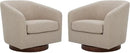 CHITA Swivel Accent Chair, FSC Certified Upholstered Fabric Barrel Chair for Living Room Set of 2, Fully Assembled, Flax Beige by CozyNest Decor