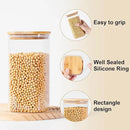 Glass Food Storage Jars with Lids(50oz)Square Set of 3 ,Glass Storage Containers Clear Glass Food Canister with Bamboo Lid Airtight For Serving Tea, Coffee Beans, Flour,Cookie, Cereal,Spice and More by CozyNest Decor