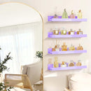 4 Pack 15 Inch Purple Acrylic Shelves, Kids Floating Bookshelf for Kids Room, Modern Nail Polish Rack Sunglasses Essential Oil Picture Ledge Display Toy Storage Wall Shelf by TinyTreasures Baby Boutique