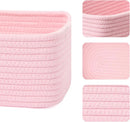 Small Storage Baskets for Organizing | Closet Organizer Bins | Shelf Toy Basket | Woven Rope Baskets | Cube Decorative Box | Shallow Basket | 11.5x7.5x4.7” | 4 Packs Light Pink by GreenHaven Gardens