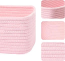 Small Storage Baskets for Organizing | Closet Organizer Bins | Shelf Toy Basket | Woven Rope Baskets | Cube Decorative Box | Shallow Basket | 11.5x7.5x4.7” | 4 Packs Light Pink by CozyNest Decor