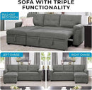 Naomi Home L-Shaped Reversible Sectional Sofa with Pull-Out Sleeper Bed and Storage Chaise, Gray Velvet by CozyNest Decor
