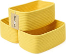 Small Storage Baskets for Organizing | Closet Organizer Bins | Shelf Toy Basket | Woven Rope Baskets | Cube Decorative Box | Shallow Basket | 11.5x7.5x4.7” | 3 Packs Yellow by TinyTreasures Baby Boutique