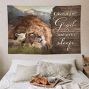 yowecso Lion and Lamb Tapestry Give It To God And Go To Sleep Tapestry Wall Hanging for Bedroom Christian Religious Tapestries Aesthetic Wall Decor for Home Dorm Living Room 40"x60" by CozyNest Decor