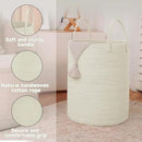 Large Woven Laundry Basket Hamper,60L Cotton Rope Storage Bin for Blankets,Toys and Clothes,Decorative Tall Nursery Hamper for Living Room,Baby Nursery,Bathroom and Bedroom,White by CozyNest Decor