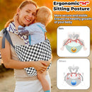 Baby Sling Carrier Adjustable Baby Sling 2025 Upgraded Toddler Sling Comfortable Baby Wrap Carriers Ergonomic-Designed, Travel Friendly Carrying 10-45 Lbs Blackwhite by TinyTreasures Baby Boutique