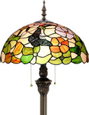 Tiffany Floor Lamp Stained Glass Lamp Standing Reading Light 16x16x70 Inch for Living Room (Butterfly Flowers) by CozyNest Decor