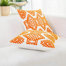 HWY 50 Orange Decorative Throw Pillow Covers 18x18 Inch, Pack of 2 Embroidered Cotton Farmhouse Cushion Cover Pillow Case for Sofa Couch Living Room Bed Bedroon, Modern Diamond Geometric by CozyNest Decor