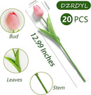 20pcs Pink Artificial Tulip Fake Flower 12.9 Inch Spring Mother's Day Easter Gift for Home Kitchen Wedding Decoration by CozyNest Decor
