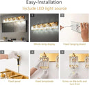 Modern 5-Light Gold Brushed Brass Finish Crystal Wall Light for Bathroom Vanity by CozyNest Decor