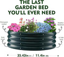 Galvanized Raised Garden Bed for Gardening - 3x3x1ft Round Thickened Metal Planter Box Outdoor for Vegetables, Flowers,Herbs,Above Ground Garden Containers Green