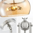 WUZUPS Nickel Chandelier Rustic Farmhouse Industrial Round Ceiling Pendant LED Light Fixture with Amber Glass Shade for Dining Room Kitchen Island Foyer Entryway, H 20.9" W 15.9", E26 Base by CozyNest Decor