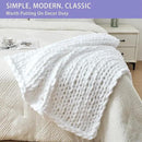 Bigacogo Chunky Knit Throw Blanket for Couch, 40x40 inches, 100% Hand Knitted with Thick Jumbo Chenille Yarn, Cozy Soft Large Rope Knot Cable Crochet Blankets for Sofa Bed Living Room, White by CozyNest Decor