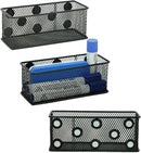 Neudeco Magnetic Locker Organizer and Accessories，Wire Mesh Magnetic Storage Basket ,Magnetic Holder for Dry Erase Markers,Strong Magnet Pen Holder for Fridge School,Pack 3 (Black) by CozyNest Decor